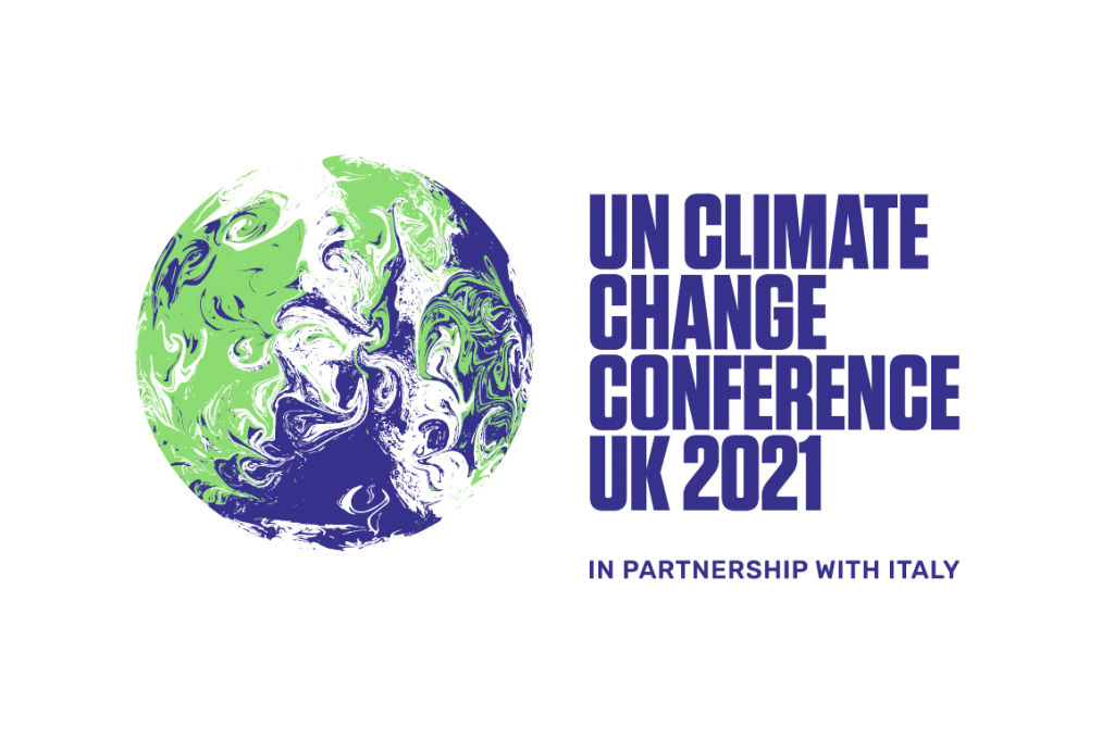 UN Climate Change conference UK 2021 logo, in partnership with Italy. 