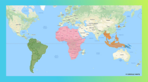 A world map with the countries covered by starter data kits shaded in.