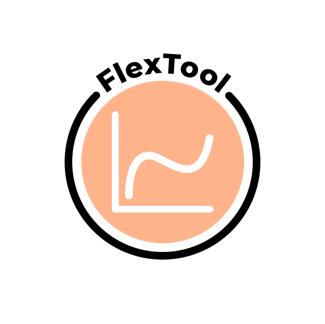 Logo for FlexTool, a salmon circle with a graph in the middle.