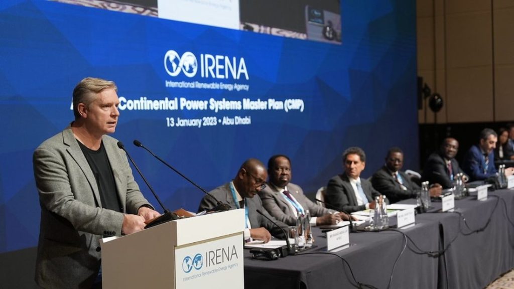 Prof. Mark Howells talking at the IRENA Affrica's continental power systems master plan event. 