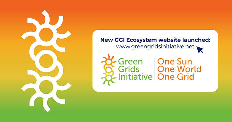An image with a central white square containing the GGI-OSOWOG logo and the website link. The background consists of the shades of the logos colours (from orange, to yellow, to green) and a white version of then logo.