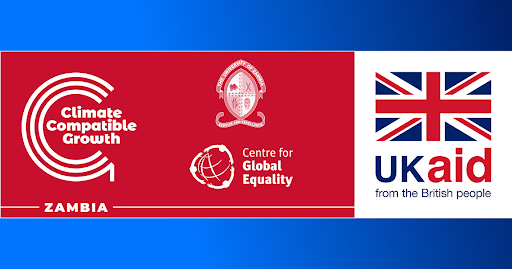 Image with the CCG logo, UK aid logo, Centre for global equality logo, and the University of Zambia, alongside text of 'Zambia'. 