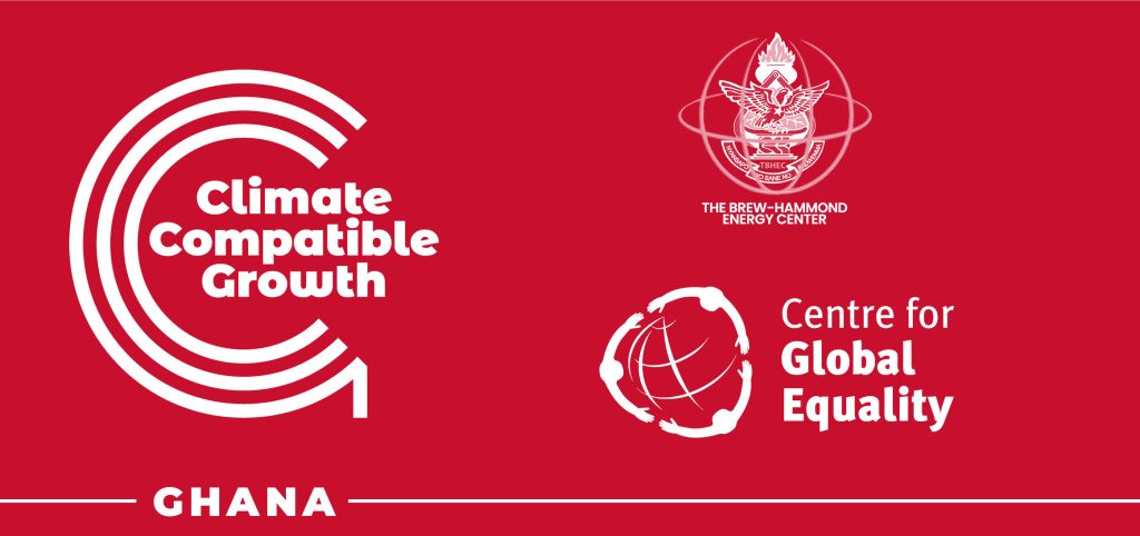 The CCG Ghana Network logo including the logos of CCG, the Centre for Global Equality, and Strathmore University, Nairobi