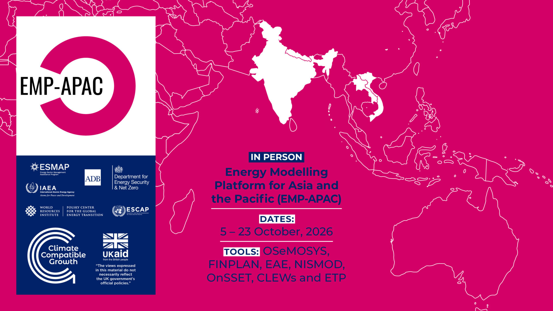 A placecard for EMP-APAC, which includes the dates and tools and main partners
