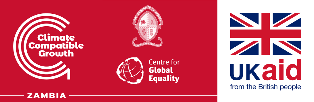 The CCG Zambia Network logo including the logos of CCG, the Centre for Global Equality, the University of Zambia, and UK aid
