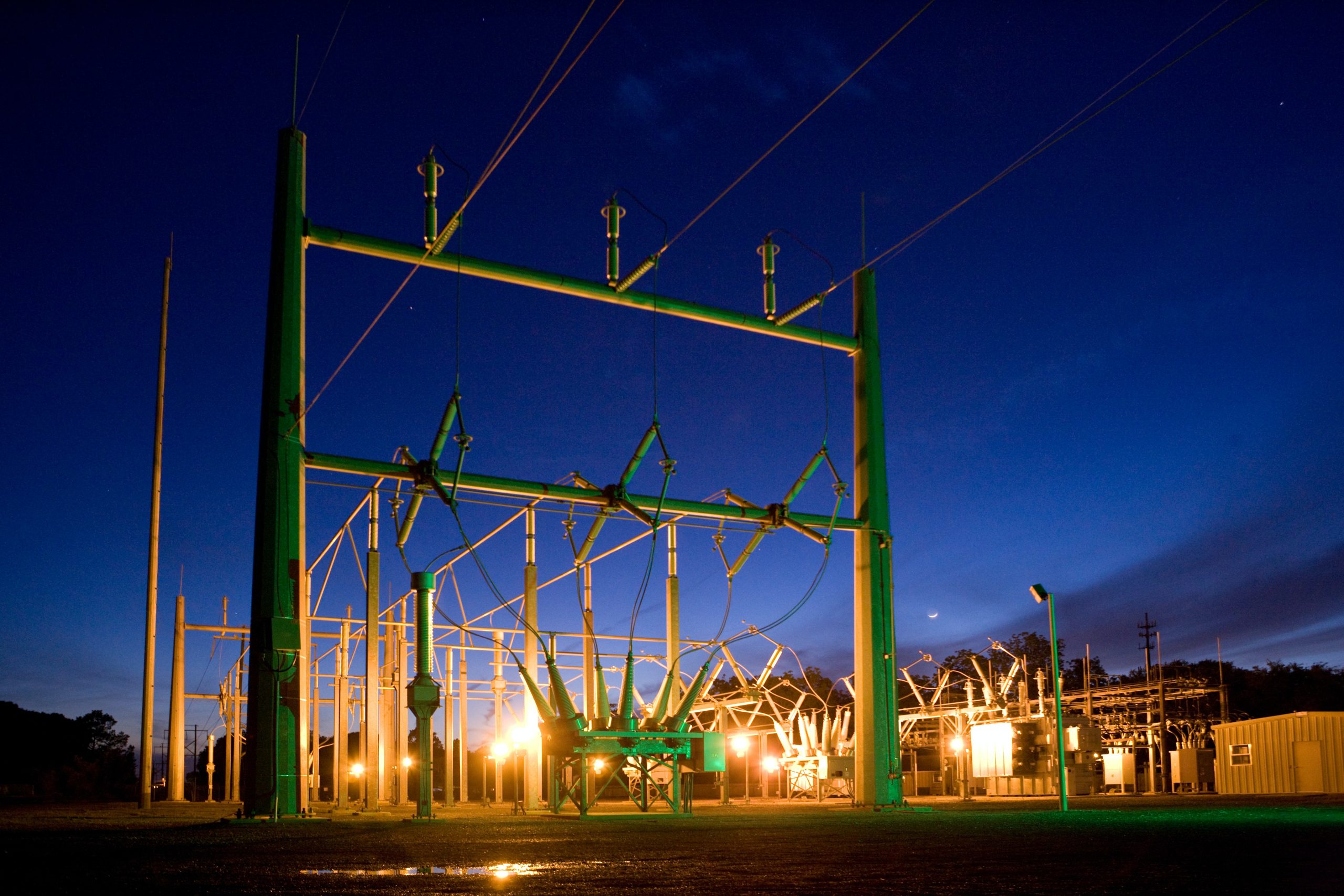 Electrical substation with lights 