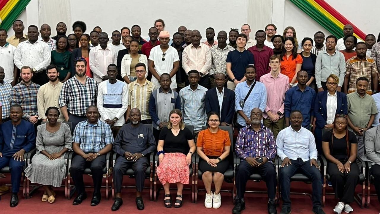 A large group photo of participants at EMP-Africa, taken in Ghana, May 2024