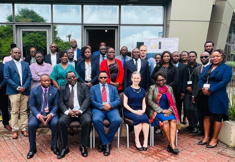 A group shot of the team at the Zambia Instiute for Policy Analysis and Research