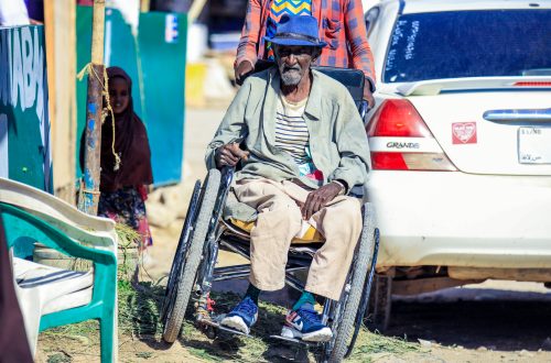 Hargeisa, Somaliland - November 10, 2019: Local Man in the Wheelchair on Hargeisa Streets