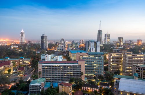 Modern Nairobi cityscape - capital city of Kenya, East Africa