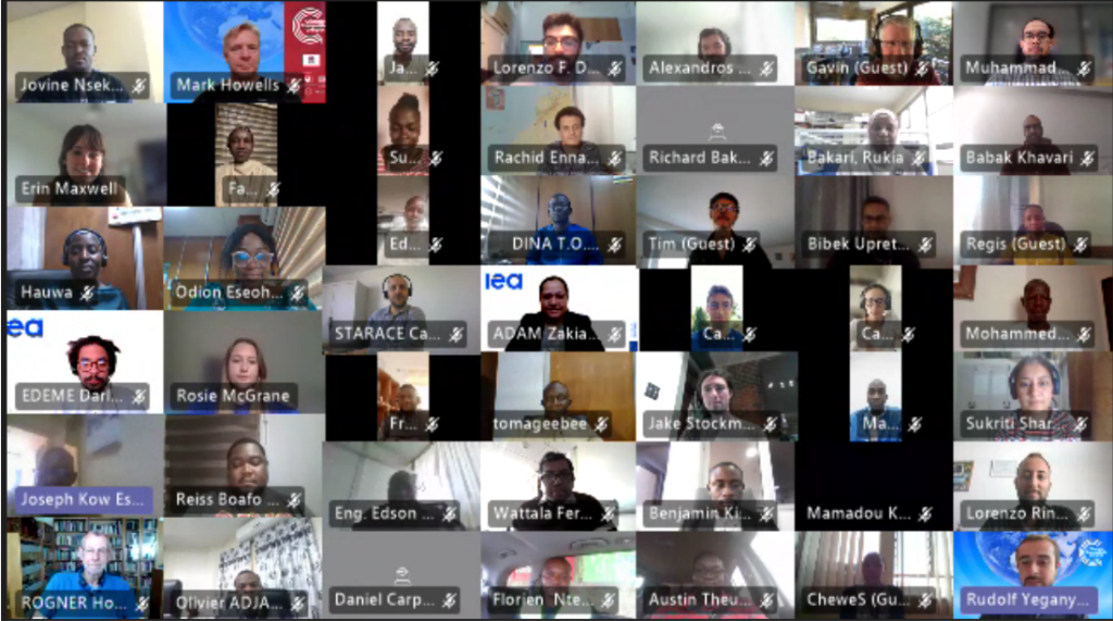 A screenshot of Zoom and the participants in the the ICTP Joint Summer School 2023 on Modelling Tools for Sustainable Development