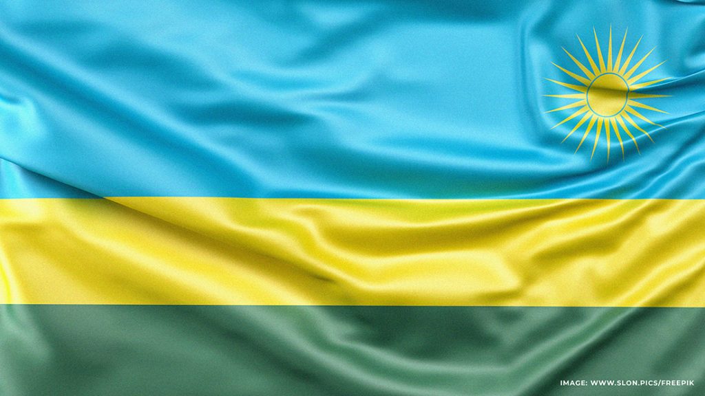 A stylized image of the flag of Rwanda
